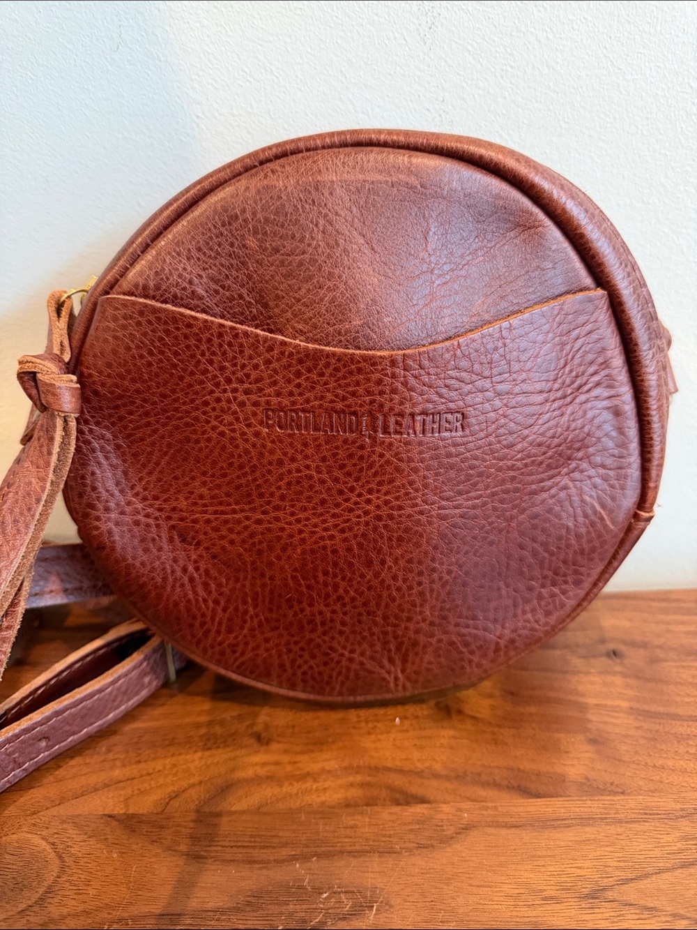Portland Leather Goods Circle Brown Crossbody Bag